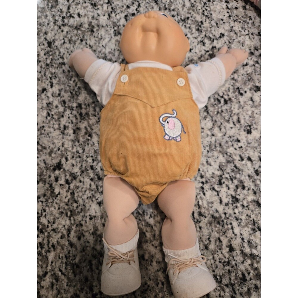 Vintage 1980s Coleco Cabbage Patch Kid Doll Bald Baldy Overalls Original Diaper